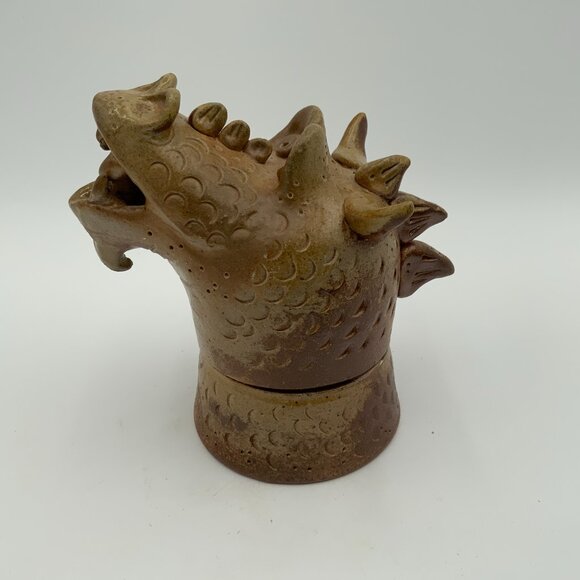RARE Japanese Makers Marked Ceramic Dragon Incense Burner 2 Pcs - Picture 9 of 12